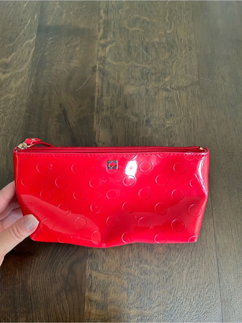 Kate Spade Camellia street little Shiloh cosmetic bag chilli red polka dot